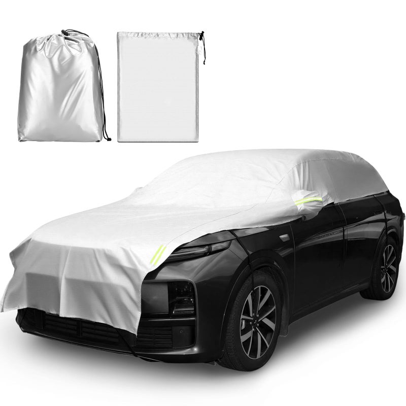 Canchiing Silver Windshield Cover for Ice and Snow with Mirror Covers Frost Hail Protector Easy Installation with Straps Fits Cars Sedan SUV Waterproof Frost(198" X 59",SUV) - Image 1