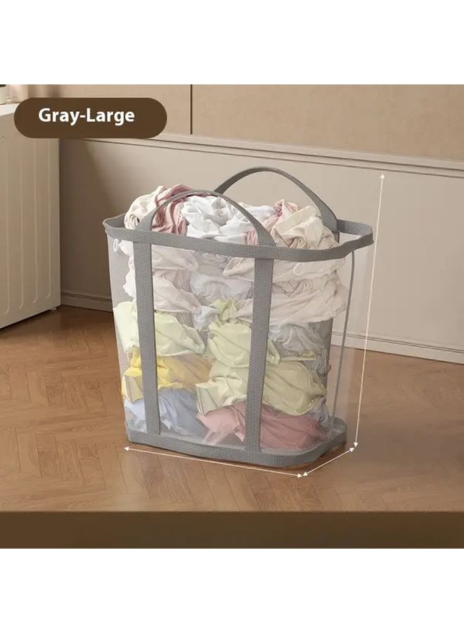 Large Foldable Breathable Mesh Laundry Basket With Reinforced Handles Green - Image 2