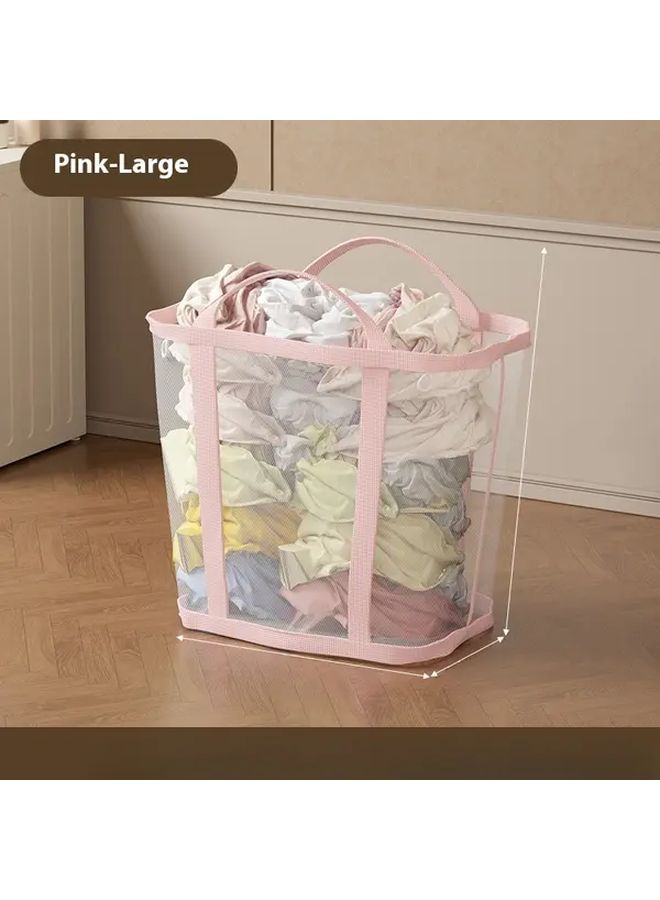 Large Foldable Breathable Mesh Laundry Basket With Reinforced Handles Green - Image 4