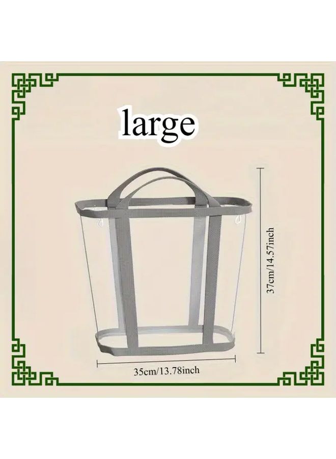 Large Foldable Breathable Mesh Laundry Basket With Reinforced Handles Green - Image 3