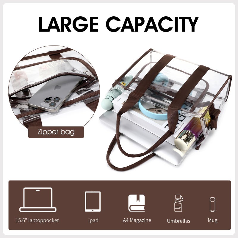 getgto Clear Bags for Women Tote Bag, Crossbody Bag, Stadium Approved Clear Purse for Sports Events, Concert, Work & Beach - Image 3