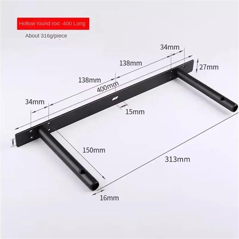 Black M Heavy Duty Invisible Floating Shelf Brackets 4 Pack Double T Type Wall Mount - Image 3
