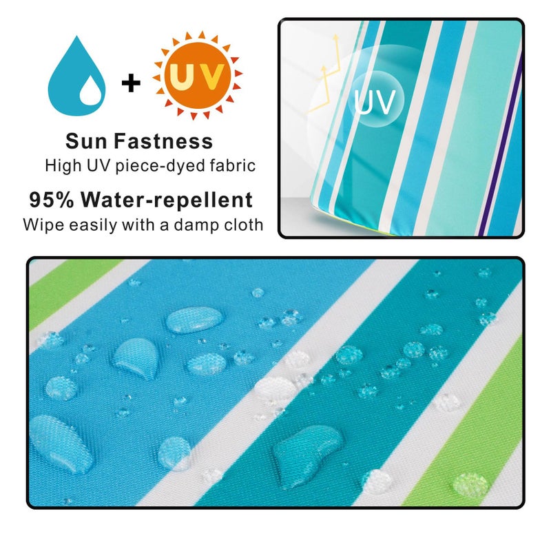 NettyPro Patio Bench Swing Loveseat Cushion Covers, Water Resistant UV Protection Outdoor Furniture Cushion Slipcovers with Zipper, Stripes Turquoise, 48 x 18 x 3 Inch - Image 2