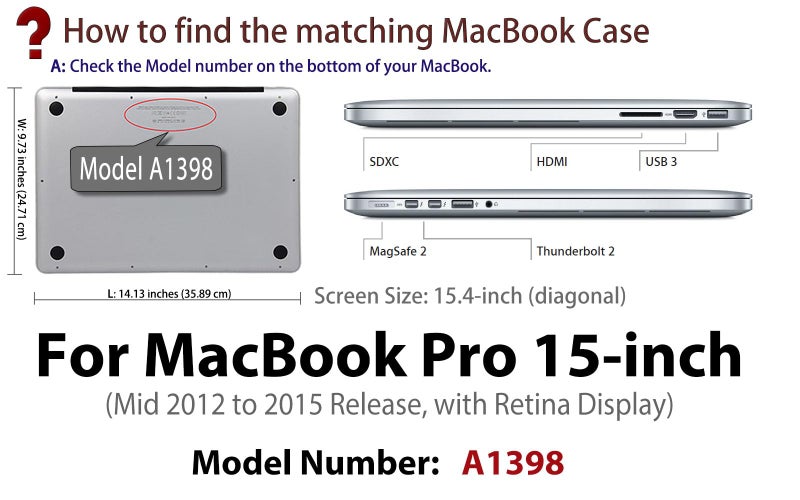 UESWILL Smooth Matte Hard Case Cover Compatible with (Mid 2012-Mid 2015) MacBook Pro 15 inch with Retina Display (No Touch Bar, No CD-ROM) (Model: A1398), Black - Image 2