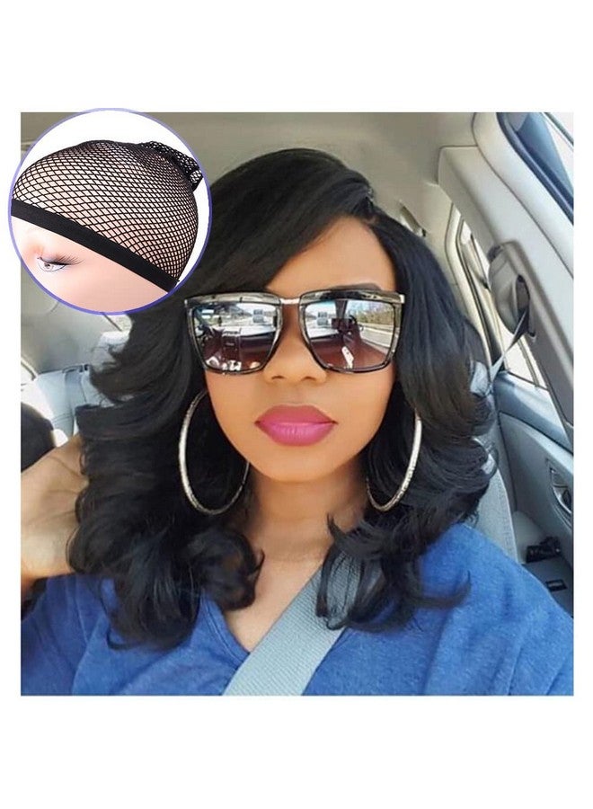 ليدي ميراندا شعر مستعار مموج فضفاض من الدانتيل، لون نقي، طبيعة مجعدة، اصطناعي مقاوم للحرارة، شعر مستعار كامل للنساء (أسود) - Image 1