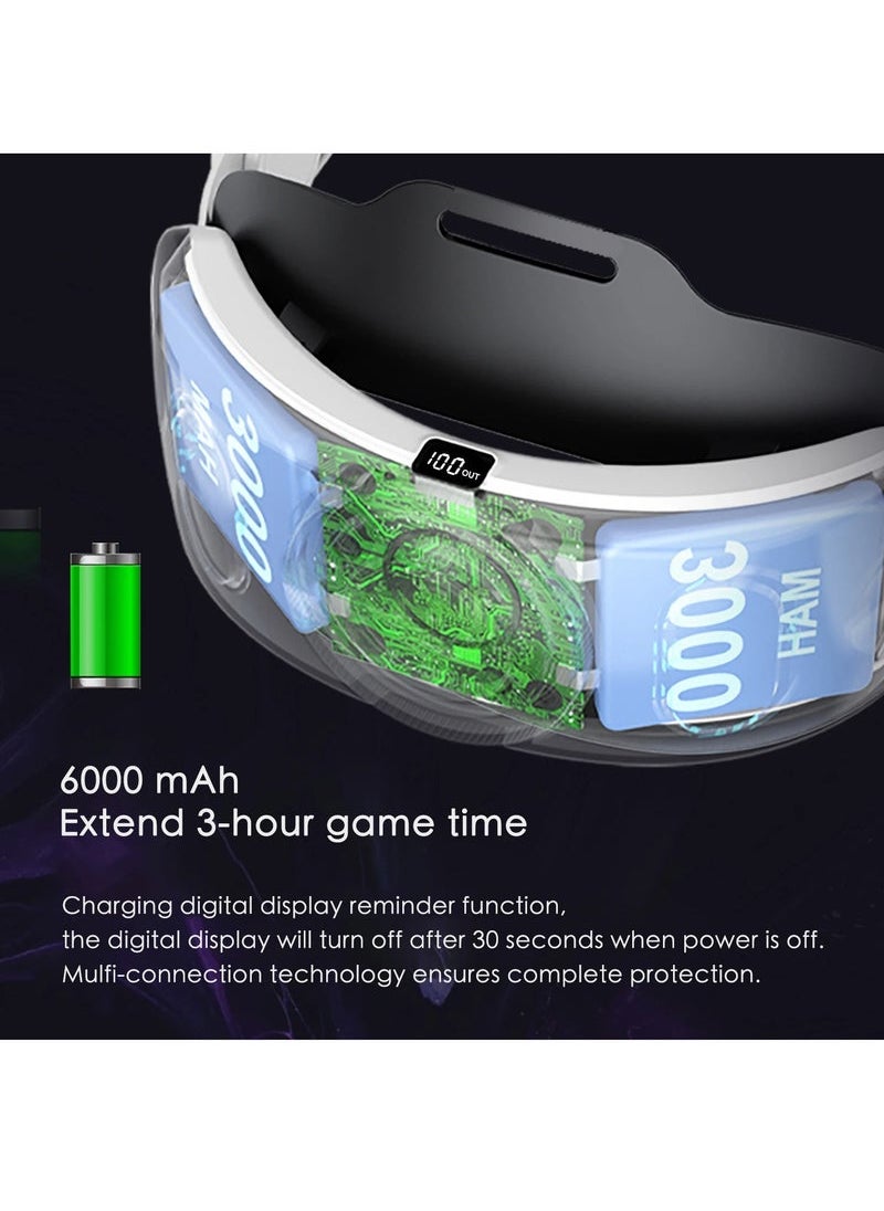 Generic - MT3 pro-VR head strap Battery Strap Accessories, Head Strap with Battery 6000mAh For Meta Quest 3 VR Headset Elite Strap Replacement Adjustable Enhanced Support Improves Comfort - Image 1