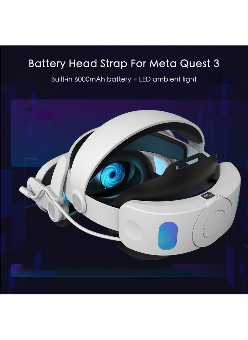 Generic - MT3 pro-VR head strap Battery Strap Accessories, Head Strap with Battery 6000mAh For Meta Quest 3 VR Headset Elite Strap Replacement Adjustable Enhanced Support Improves Comfort - Image 1