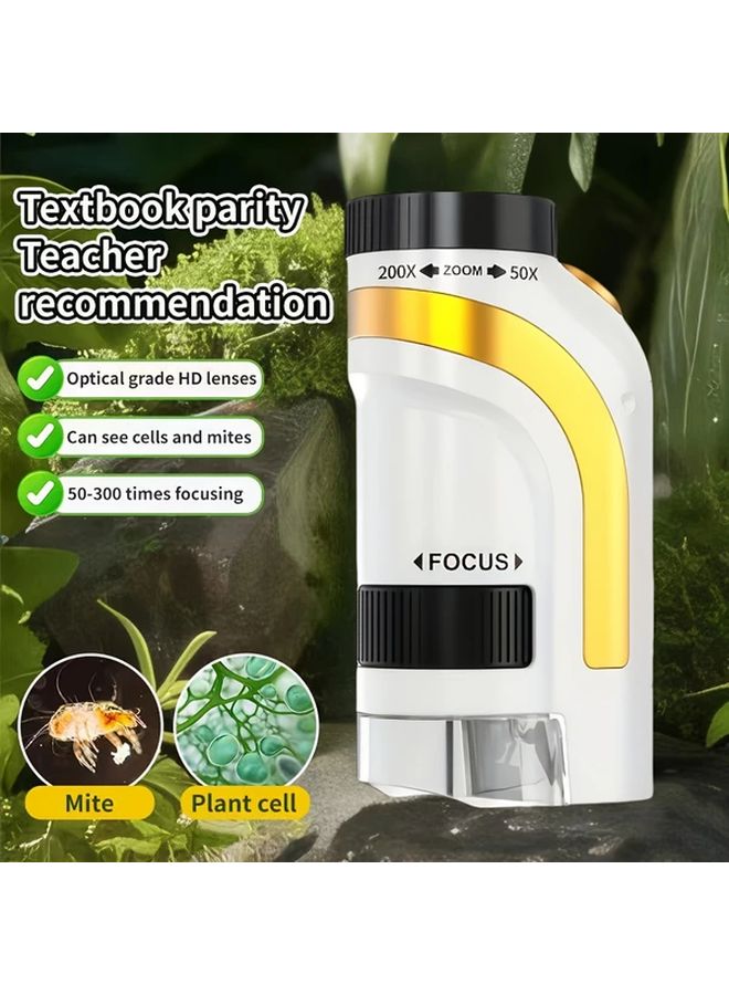 Silvery Grey 300x Zoom Microscope For Kids Adjustable Focus Durable ABS No Batteries - Image 5