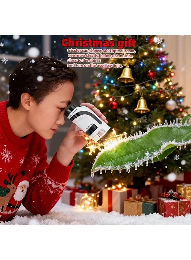 Silvery Grey 300x Zoom Microscope For Kids Adjustable Focus Durable ABS No Batteries - Image 4