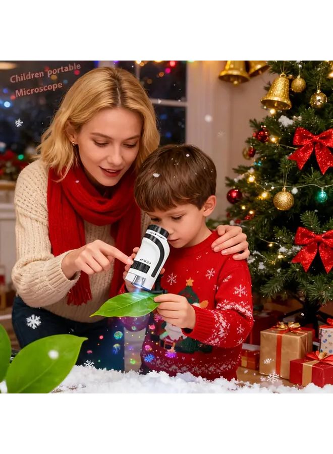 Silvery Grey 300x Zoom Microscope For Kids Adjustable Focus Durable ABS No Batteries - Image 3
