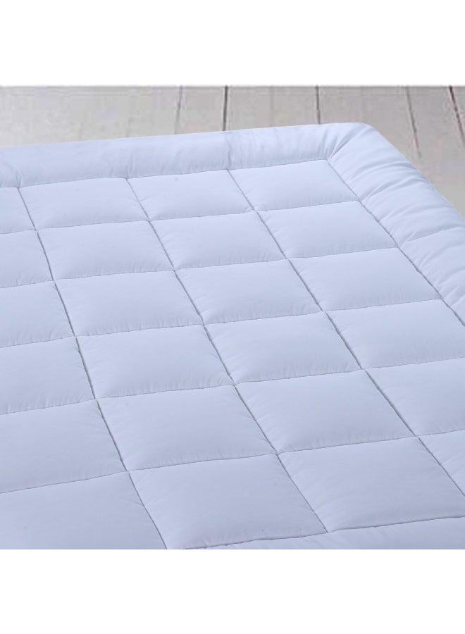 Royal Hotel Bedding غطاء مرتبة فندقية ملكية، كوين، 2 بوصة، مضاد للحساسية، مملوء بشكل زائد، مع أحزمة تثبيت للمرتبة - Image 3