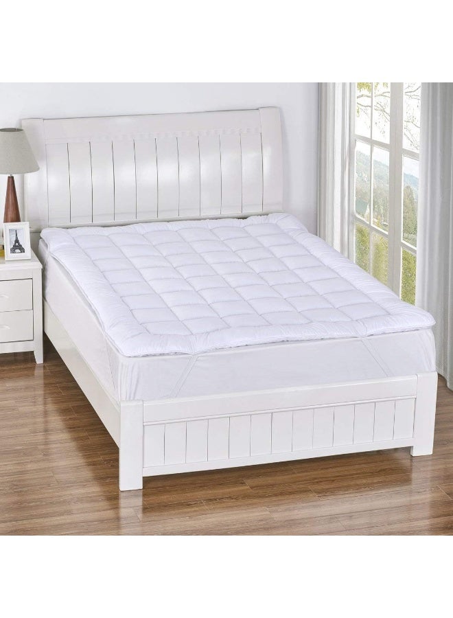 Royal Hotel Bedding غطاء مرتبة فندقية ملكية، كوين، 2 بوصة، مضاد للحساسية، مملوء بشكل زائد، مع أحزمة تثبيت للمرتبة - Image 2