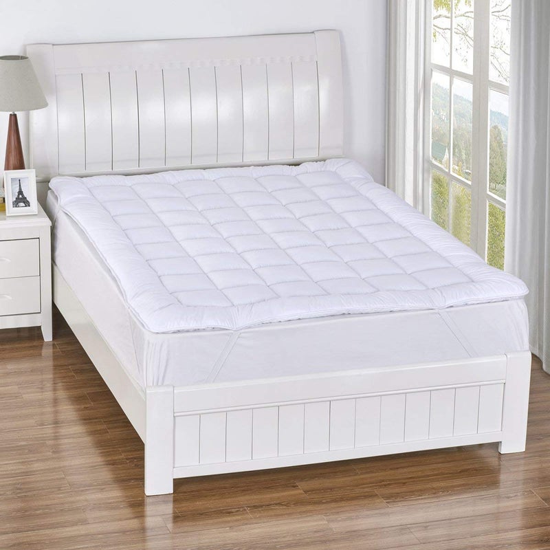 Royal Hotel Bedding غطاء مرتبة فندقية ملكية، كوين، 2 بوصة، مضاد للحساسية، مملوء بشكل زائد، مع أحزمة تثبيت للمرتبة - Image 1