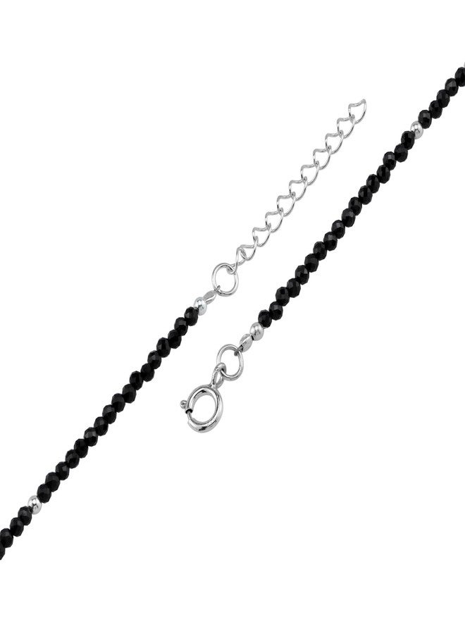 Silvershake 2MM Petite Natural Black Spinel Gemstone Bead 925 Sterling Silver Minimalist 6.5 to 7.5 Inch Adjustable Bracelet Jewelry for Women - Image 3