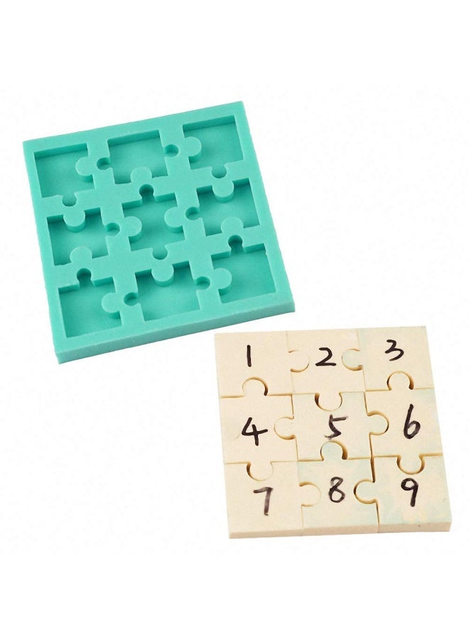 Fewo 9Cavity Puzzle Piece Silicone Fondant Mold for Chocolate Candy Gummy Fat Bombs Wax Samples Epoxy Resin and Crayons Maker  - Image 1