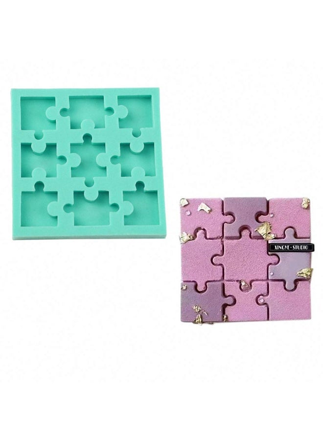 Fewo 9Cavity Puzzle Piece Silicone Fondant Mold for Chocolate Candy Gummy Fat Bombs Wax Samples Epoxy Resin and Crayons Maker  - Image 2