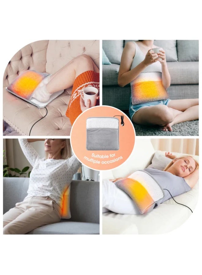 Kimaya Plush USB Electric Foot Warmer, Soft Thermal Foot Cushion Therapy Wrap for Women Men, 4 in 1 Warmer For Feet Back Waist Hands (Winter Grey) - Image 2