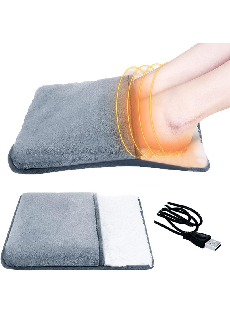 Kimaya Plush USB Electric Foot Warmer, Soft Thermal Foot Cushion Therapy Wrap for Women Men, 4 in 1 Warmer For Feet Back Waist Hands (Winter Grey) - Image 5