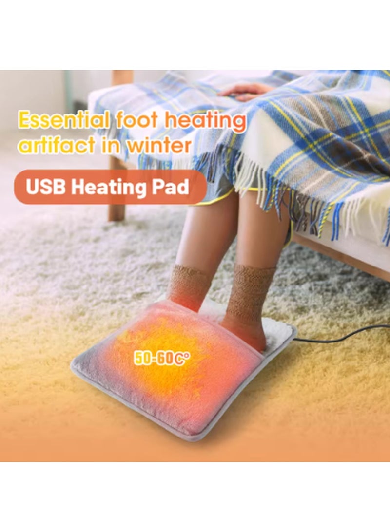 Kimaya Plush USB Electric Foot Warmer, Soft Thermal Foot Cushion Therapy Wrap for Women Men, 4 in 1 Warmer For Feet Back Waist Hands (Winter Grey) - Image 1