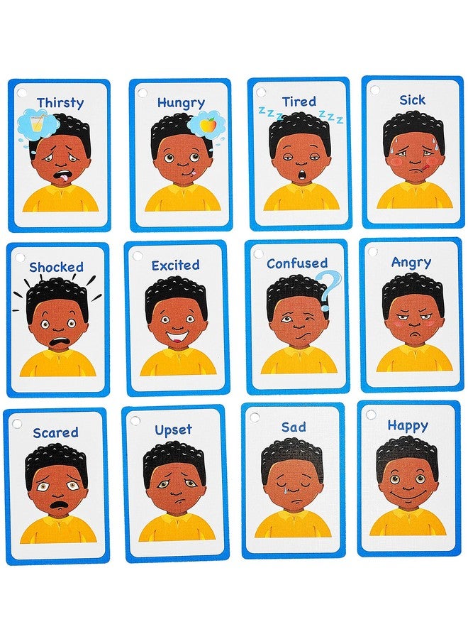 Amonev My Feelings and Emotion Boys Flash Cards for Visual aid Special Ed, Speech Delay Non Verbal Children and Adults with Autism, Special Needs ASD ADHD (Black Boy)  - Image 2