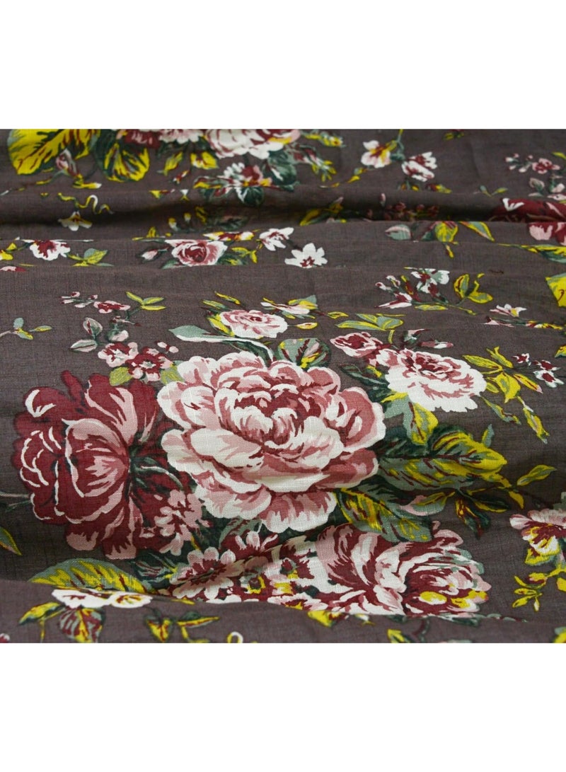 GOLD MANTIS 3-Piece Autumn Floral Comforter Set – 100% Cotton Bedding with Garment Washed Finish, Warm & Fluffy, Queen/King Size with Pillow Shams – Brown Floral Printed Comforter (Queen) - Image 3