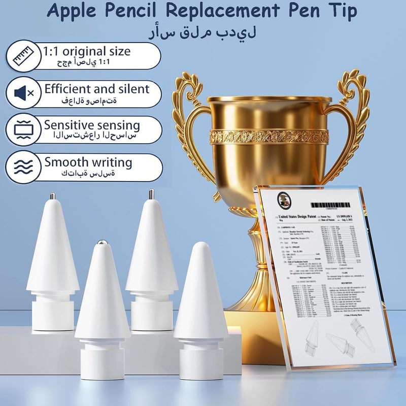AoMige أطراف استبدال مطورة ��قلم آبل – سنون معدنية دقيقة ومختلطة، متوافقة مع Apple Pencil Pro وUSB-C والجيل الثاني والجيل الأول (عبوة من 5 قطع) - Image 3