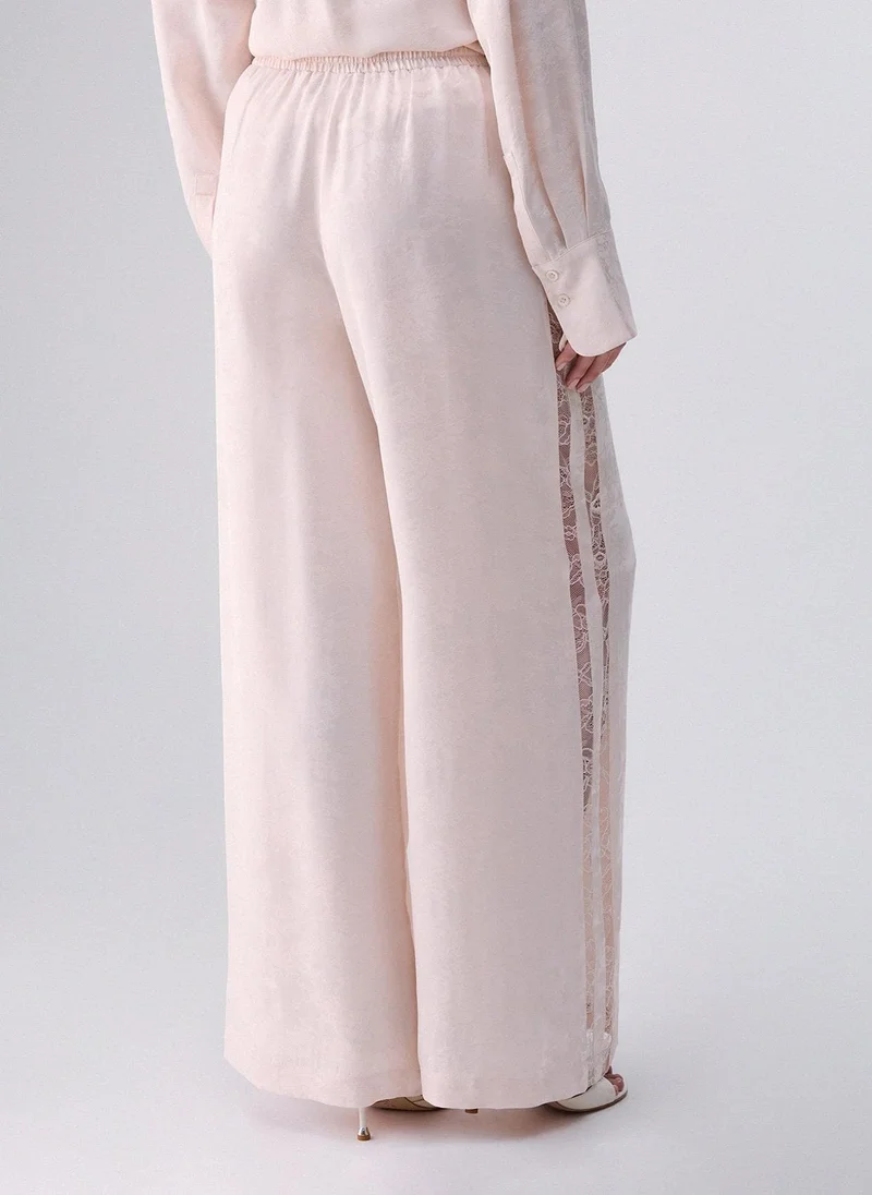 ليو جو Jacquard Trousers with Valencienne Lace