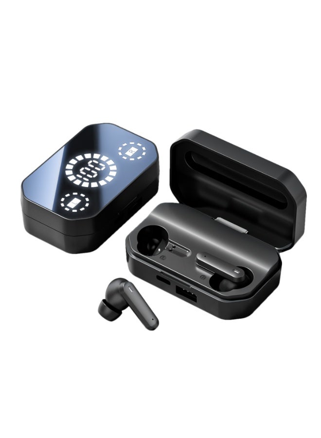 مُوطْمُوك  M154 2026 Wireless Bluetooth Headphones, Bluetooth 6.0 Earbuds with Dynamic Large Digital Display, 0-Latency Gaming Mode, AI Call Noise Reduction & Spatial Audio – Lightweight Touch Control Earbuds for Sports, Work, and Daily Use (black) - Image 1