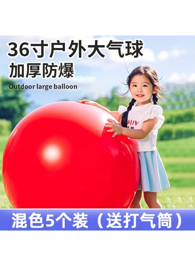 Murcia 36-inch Large Balloons For Kids Outdoor Thickened Colorful Big Balloons Park Grassland -proof Pat Ball 5-pack - Image 1