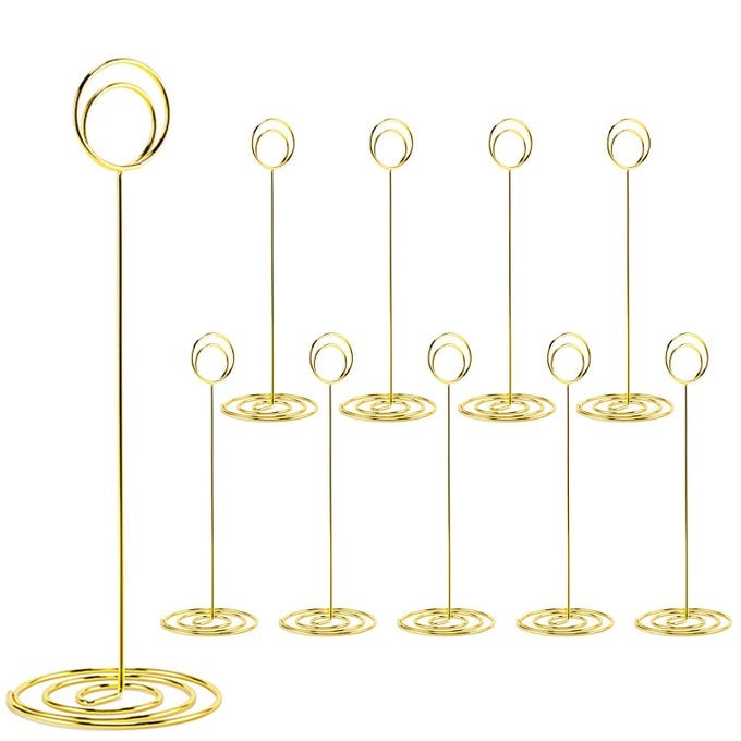 10PCS PLACE CARD HOLDER TABLE NUMBER HOLDERS WIRE PICTURE HOLDER TABLE CARD HOLDERS STAND PHOTO HOLDER FOR CENTERPIECES WEDDING RECEPTION PARTY BIRTHDAY GOLD