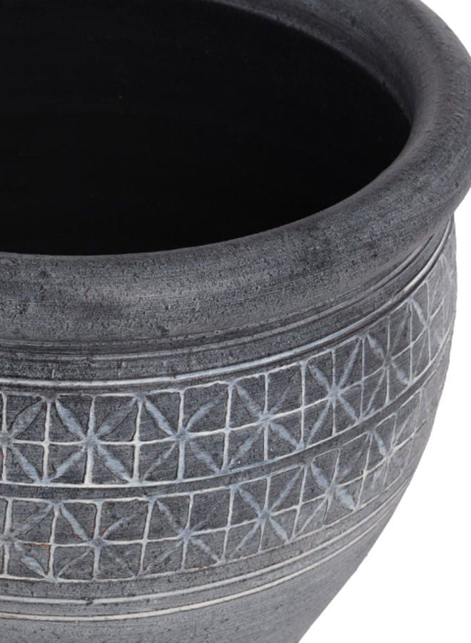 Textured Earthenware Plant Pot Grey Small 20cm