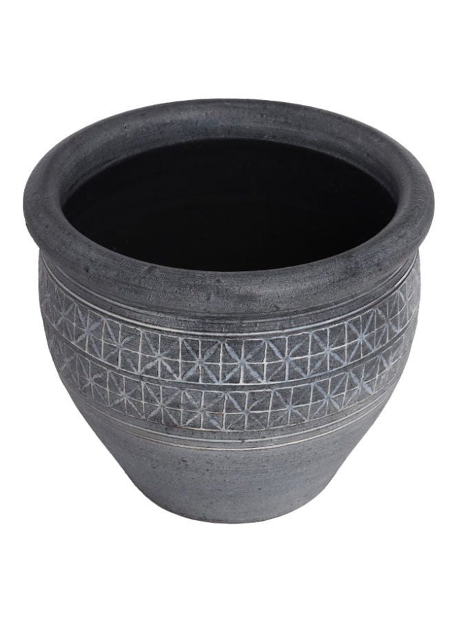 Textured Earthenware Plant Pot Grey Small 20cm