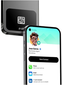 Phonecard™ Thin - Digital Business Card For Back Of Phone - Tap To Share Nfc & Qr Code - Iphone & Android (Black)