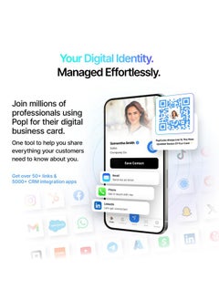 Popl Phonecard™ Thin - Digital Business Card For Back Of Phone - Tap To Share Nfc & Qr Code - Iphone & Android (Black)  - Image 4