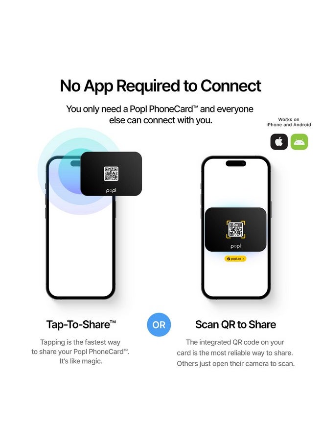 Popl - Phonecard™ Thin - Digital Business Card For Back Of Phone - Tap To Share Nfc & Qr Code - Iphone & Android (Black) - Image 1