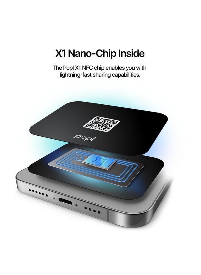 Popl - Phonecard™ Thin - Digital Business Card For Back Of Phone - Tap To Share Nfc & Qr Code - Iphone & Android (Black) - Image 1