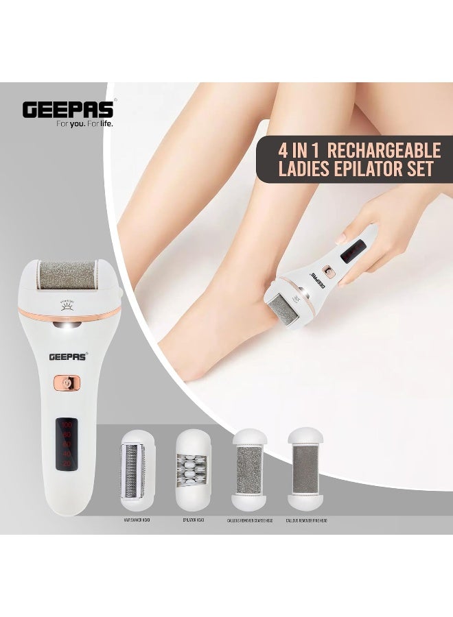 Geepas 4in1 Rechargeable Ladies Epilator Set with LED Display for Battery Status- GLS86059 - Image 2