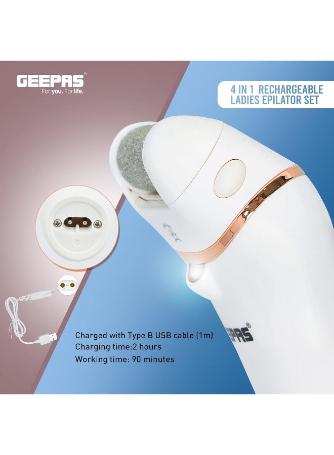Geepas 4in1 Rechargeable Ladies Epilator Set with LED Display for Battery Status- GLS86059 - Image 3