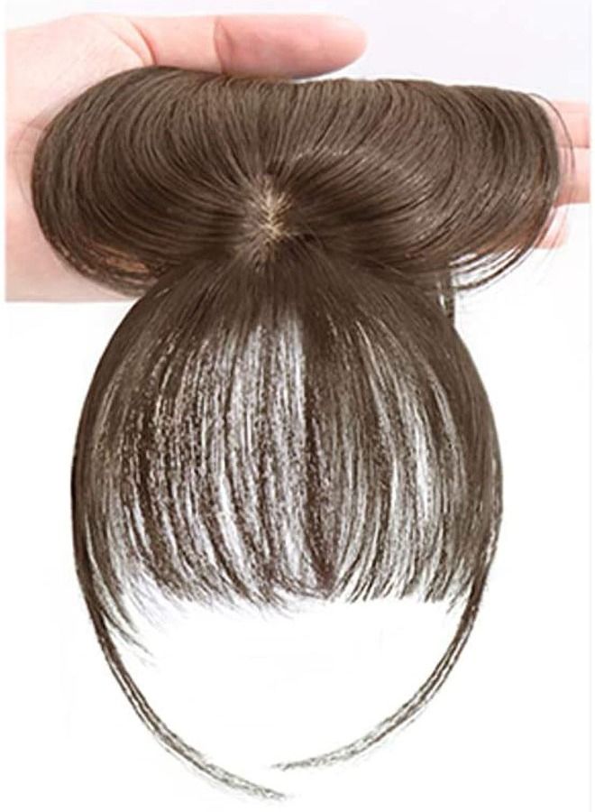 Estelle 3D Large Hair Bangs Clip 100 Natural Human Faux Bangs Clip on Bangs for Daily Wear Lightly Curved Light Brown - Image 2