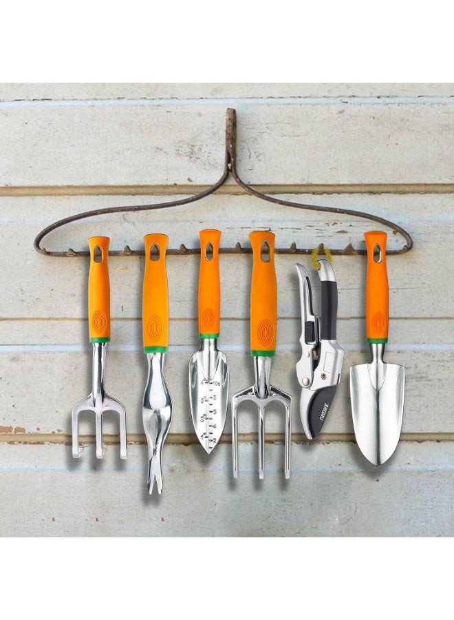 Ukoke Garden Tool Set, 12 Piece Aluminum Hand Tool Kit, Garden Canvas Apron with Storage Pocket, Outdoor Tool, Heavy Duty Gardening Work Set with Ergonomic Handle, Gardening Tools for women men - Image 5