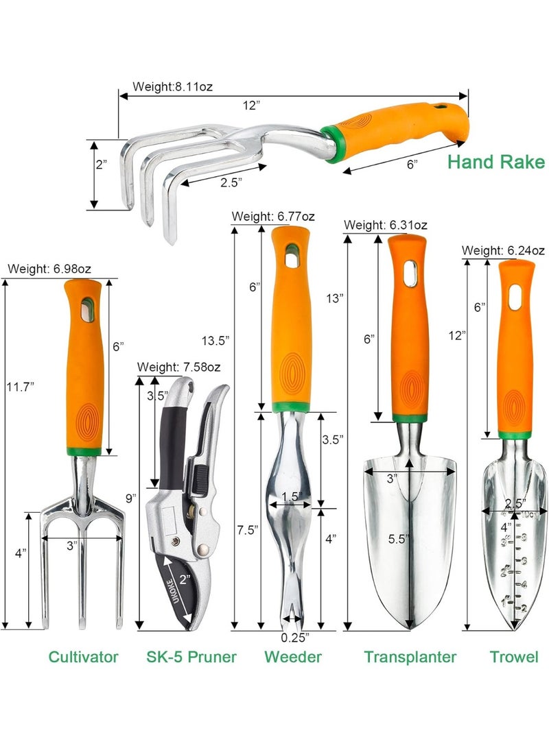 Ukoke Garden Tool Set, 12 Piece Aluminum Hand Tool Kit, Garden Canvas Apron with Storage Pocket, Outdoor Tool, Heavy Duty Gardening Work Set with Ergonomic Handle, Gardening Tools for women men - Image 3