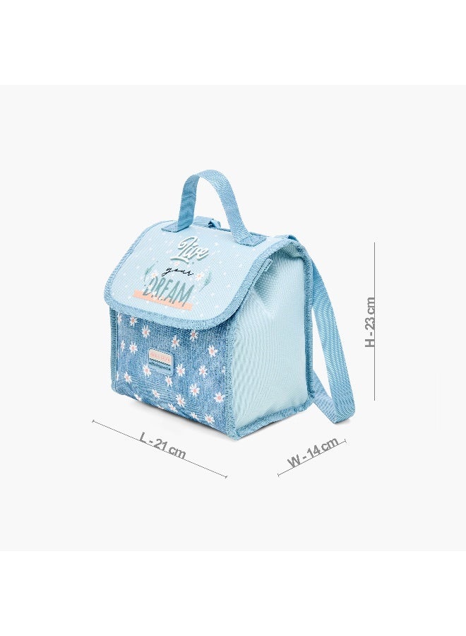 Roll road Lunch Bag - Live Your Dreams - 1Cmprt - Printed  (Polyester) Blue \ 20X23X14Cm - Image 2
