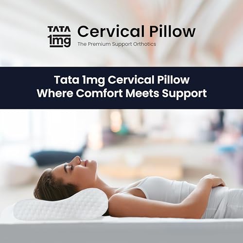 TATA 1MG 1MG Tata Premium Cervicall Pillow,for Neck and Shoulder Pain Relief, Ergonomic Design with Washable Cover,Pack of 1 - Image 2