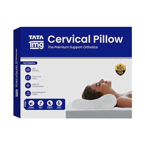 TATA 1MG 1MG Tata Premium Cervicall Pillow,for Neck and Shoulder Pain Relief, Ergonomic Design with Washable Cover,Pack of 1 - Image 1