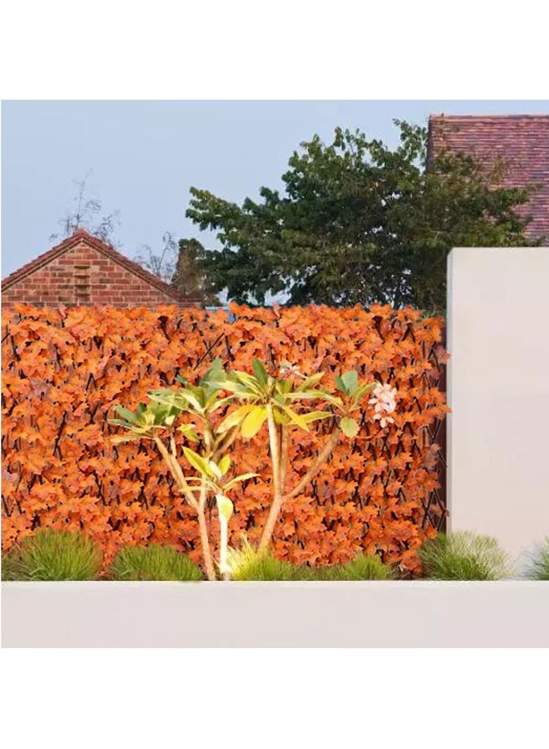 FFD Bamboo Wooden Fence with Artificial Plants Orange Maple Leaves Expandable Wicker for Home Garden Decoration 8pcs - Image 3