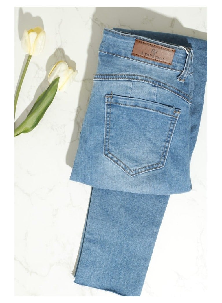 بونكا بنطلون جينز ازرق فاتح متعدد المقاسات - Image 1