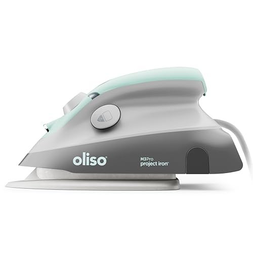 oliso M3Pro Project Steam Iron with Solemate – 1000W Ceramic Soleplate Iron and LED Light for Sewing, Quilting, Crafting, and Travel – Aqua - Image 1