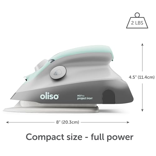 oliso M3Pro Project Steam Iron with Solemate – 1000W Ceramic Soleplate Iron and LED Light for Sewing, Quilting, Crafting, and Travel – Aqua - Image 2