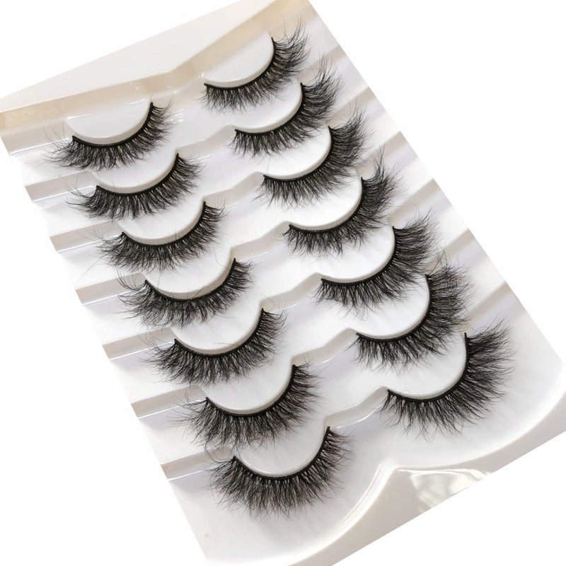 Pooplunch False Eyelashes Cat Eye Wispy Fairy Lashes Fluffy Natural Short Faux Mink Fake Eyelash 7 Pairs Pack - Image 5
