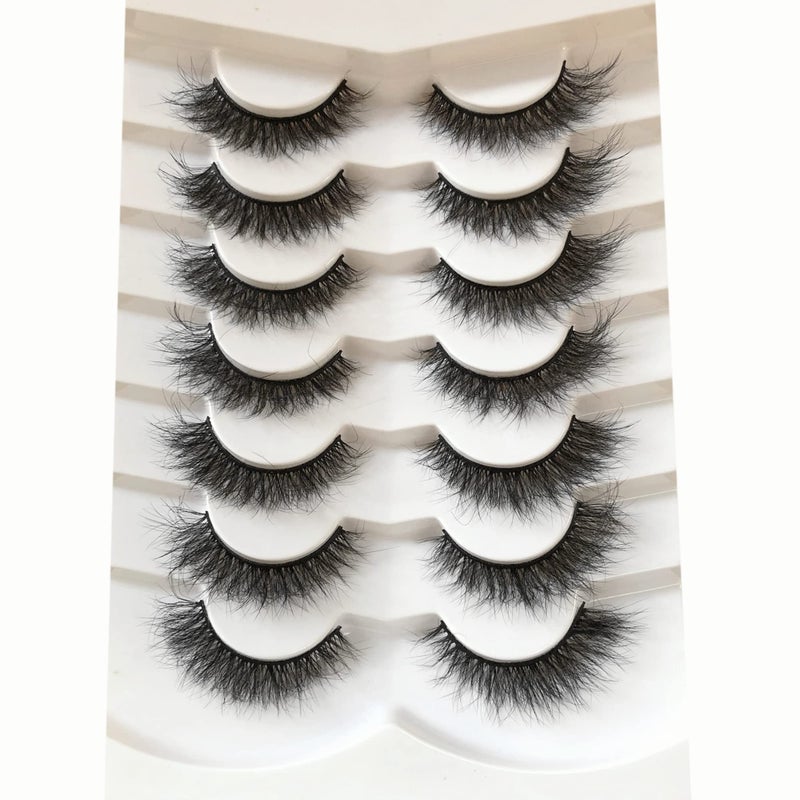 Pooplunch False Eyelashes Cat Eye Wispy Fairy Lashes Fluffy Natural Short Faux Mink Fake Eyelash 7 Pairs Pack - Image 3